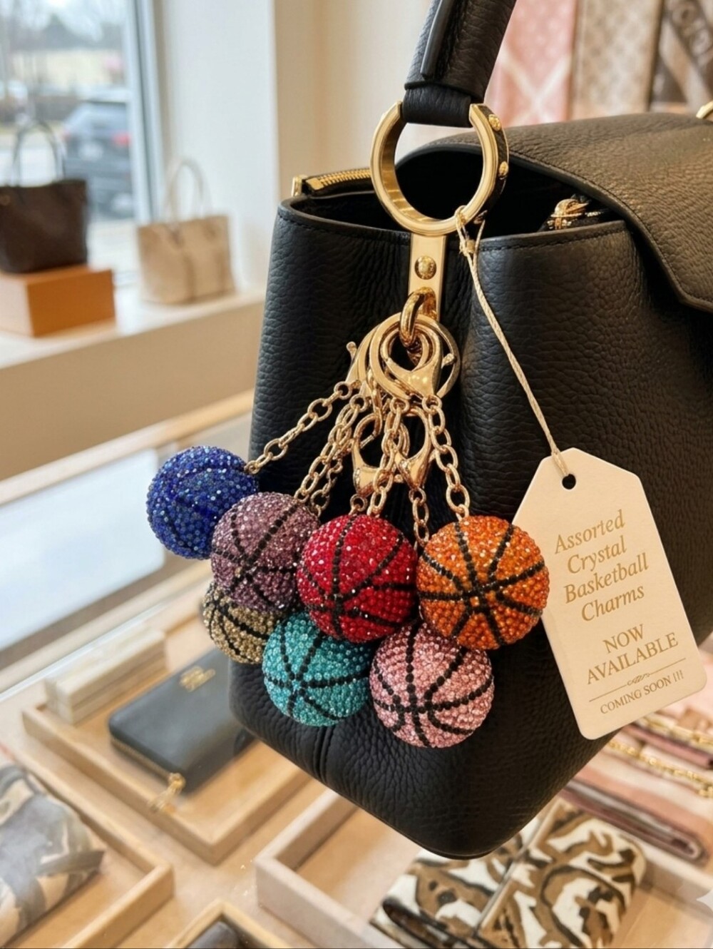 Crystal Basketball Keychain Charm - Assorted Colors